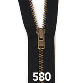 Broekrits metaal | brons fijn | 18 cm | YKK | 580 zwart Rits RITS - BROEK - BRONZE - 4.5 - 18CM - 580 - BLACK